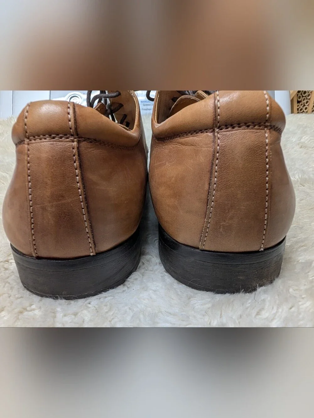 Kenneth Cole Reaction Tan Leather Lace-Up Oxford Shoes